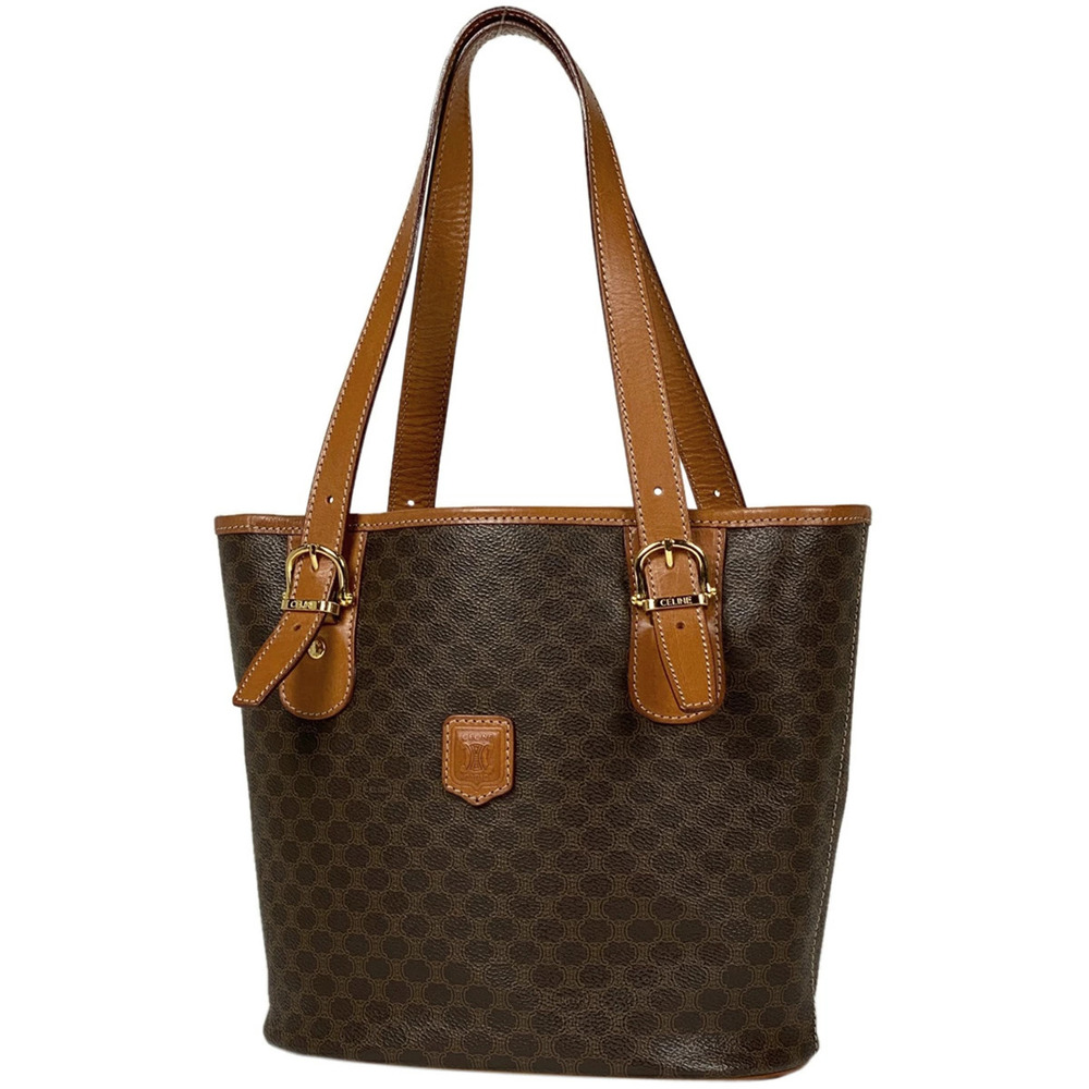 Celine Macadam tote bag bucket handbag all over logo canvas brown